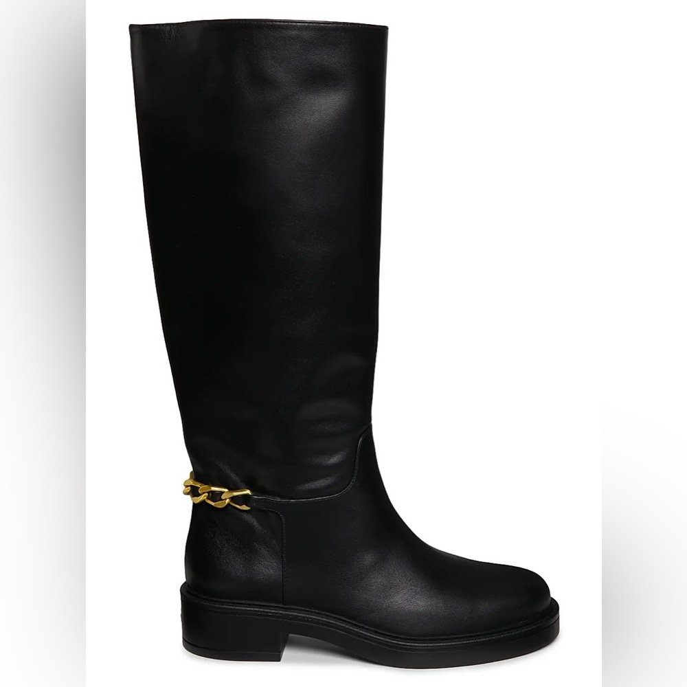 Stuart Weitzman Soluxe Chain-Detail Leather Boots